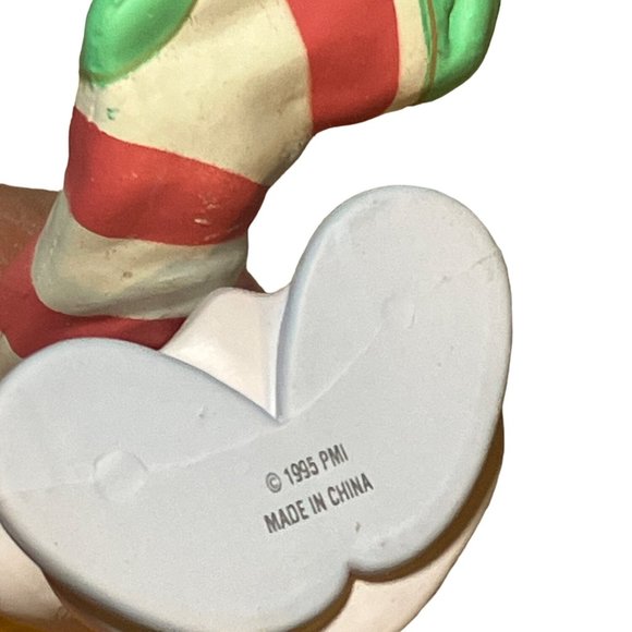 1995 Enesco Precious Moments - Girl Holding Red/ White Stocking Figurine #169951 - Picture 6 of 11